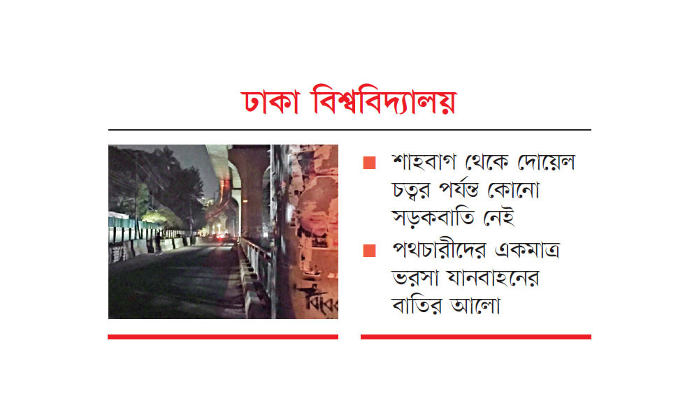 সড়কবাতি নেই, ঝুঁকিতে শিক্ষার্থীরা