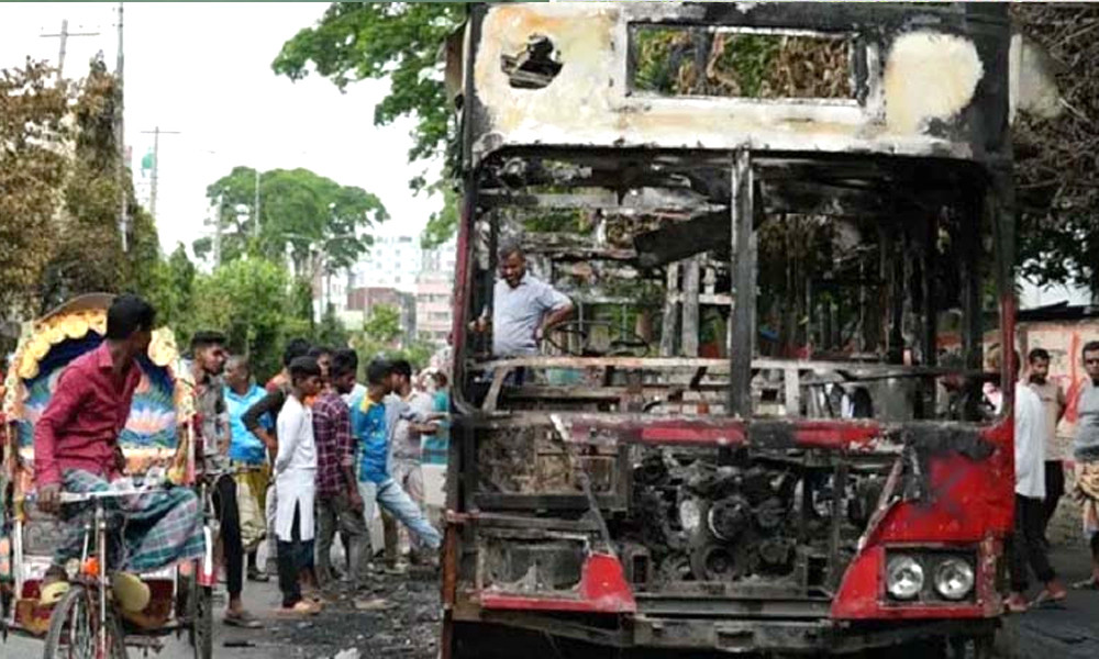 বিআরটিসির গাড়ি ভাঙচুর-আগুনে ক্ষতি ৪ কোটি টাকা