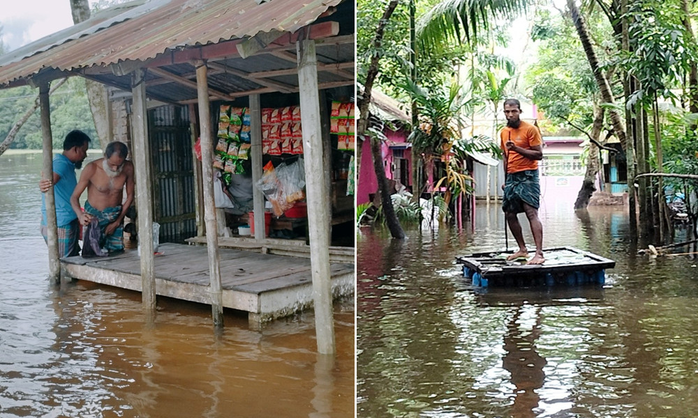 লক্ষ্মীপুরে বন্যা পরিস্থিতির অবনতি, ত্রাণের জন্য হাহাকার