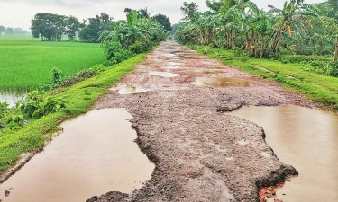 কেন্দুয়ার খানাখন্দে ভরা সড়কে সীমাহীন দুর্ভোগ