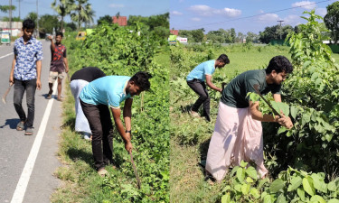 ডাকাতি প্রতিরোধে জঙ্গল পরিষ্কার করলেন ছাত্রদলের নেতাকর্মীরা