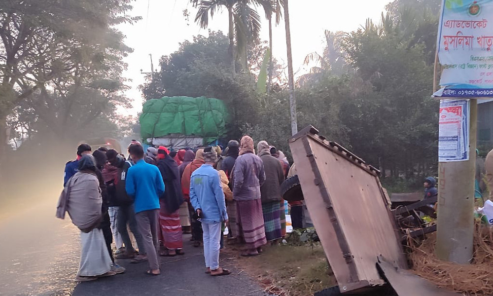 দাঁড়িয়ে থাকা করিমনে ট্রাকের ধাক্কা, ৩ কৃষি শ্রমিকের মৃত্যু