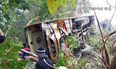 এক্সপ্রেসওয়েতে যাত্রীবাহী বাস উল্টে আহত ২০