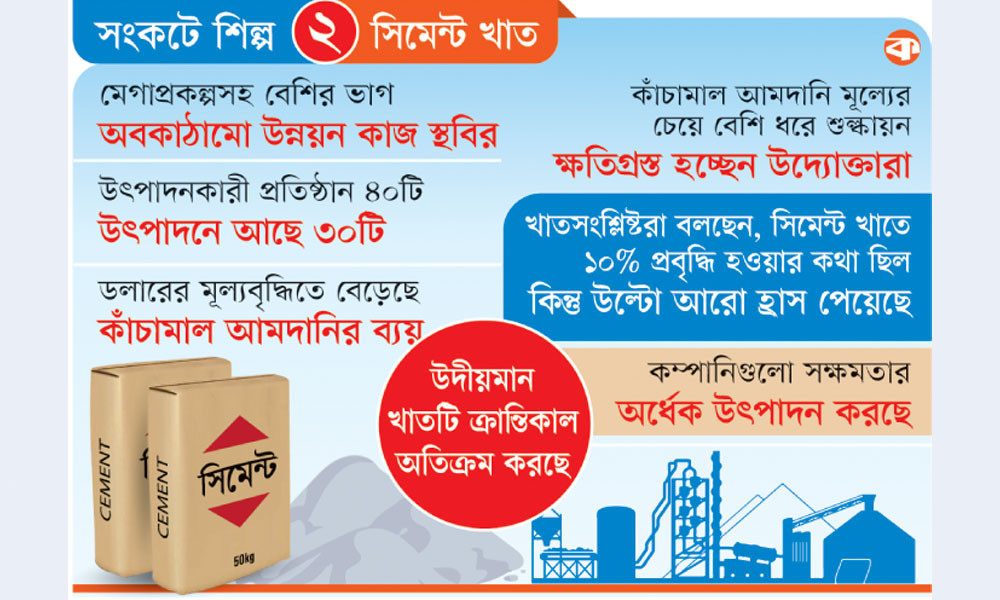 আশঙ্কাজনক হারে বিক্রি কমায় উদ্বিগ্ন সিমেন্টশিল্পের উদ্যোক্তারা