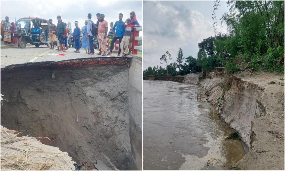 জামালপুরে অর্ধশতাধিক বাড়িঘর নদীগর্ভে বিলীন, আতঙ্কে নদীপারের মানুষ