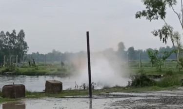 জামালপুরে একটানা ১৫ ঘণ্টা ধরে বের হচ্ছে গ্যাস, অবাক স্থানীয়রা