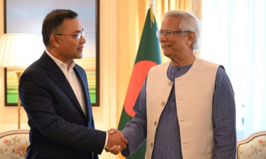 ছবিতে মুহাম্মদ ইউনূস ও তারেক রহমান