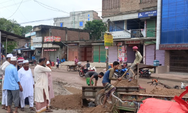 স্বেচ্ছাশ্রমে রাস্তা মেরামত করলেন জামায়াতের নেতাকর্মীরা