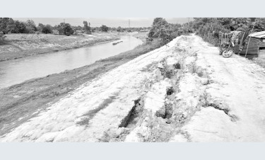 হালদায় বেড়িবাঁধে ভাঙন