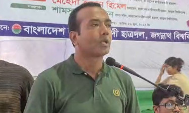 সদস্য সংগ্রহ কর্মসূচিতে কথা বলছেন ছাত্রদল সভাপতি