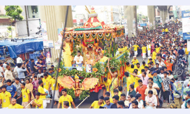 উল্টো রথ টানার মধ্য দিয়ে শেষ হলো রথযাত্রা উৎসব