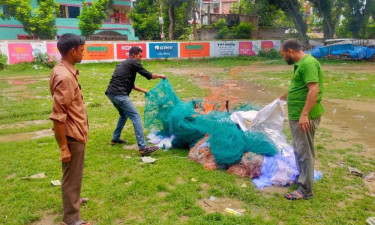 সিংড়ায় ৪ লাখ টাকার নিষিদ্ধ কারেন্ট জাল ধ্বংস