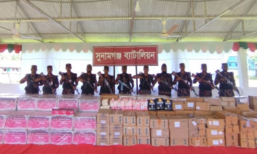 সুনামগঞ্জে ভারত থেকে আসা কোটি টাকার চালান জব্দ