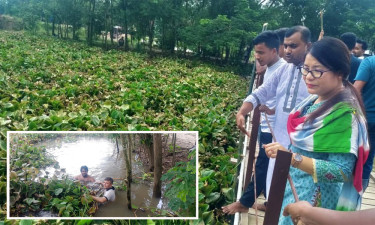 লালমাইয়ে নদী পরিষ্কারে প্রশাসন, পাশে ছাত্রদল