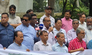 ঢাকা বিশ্ববিদ্যালয়ের সাদা দল শিক্ষকদের মানববন্ধন