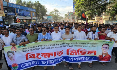 জিয়াউর রহমানের ছবি অবমাননার প্রতিবাদে পঞ্চগড়ে ছাত্রদলের বিক্ষোভ