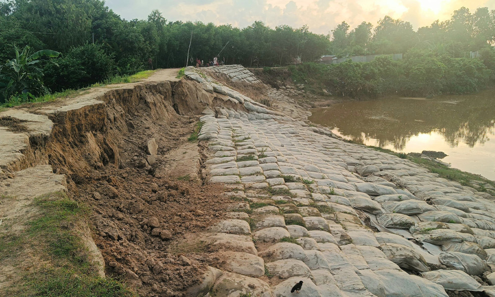 বছর না যেতেই ফের ভাঙছে হালদার বাঁধ
