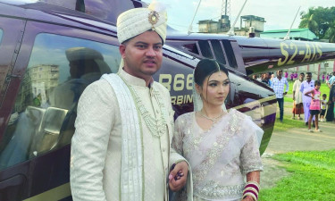 বাবার স্বপ্ন পূরণে হেলিকপ্টারে চড়ে বিয়ে করলেন মাহবুব