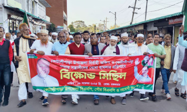 কোটালীপাড়ায় ককটেল হামলার প্রতিবাদে বিএনপির বিক্ষোভ মিছিল