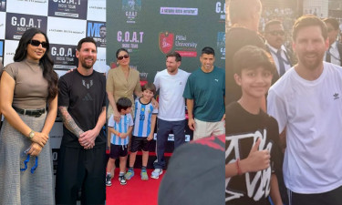 মেসির সঙ্গে ছবি তুলতে হুড়াহুড়ি, তারকাদের আচরণে ক্ষুব্ধ নেটিজেনরা