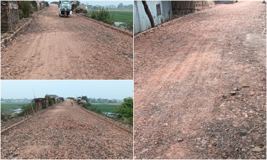 সাড়ে ৩ কোটি টাকার সড়কে নিম্নমানের সামগ্রী ব্যবহারের অভিযোগ