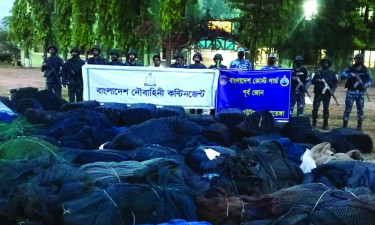 নৌবাহিনী ও কোস্ট গার্ডের অভিযানে ৩১২ কোটি টাকা মূল্যের অবৈধ জাল জব্দ