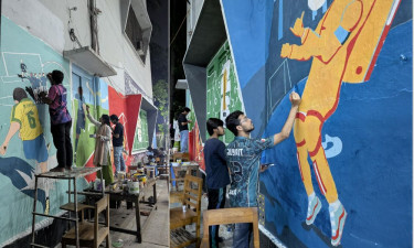 বুটেক্সের আর্ট শিল্পীদের ক্যানভাসে ফুটবল বিশ্বকাপের উন্মাদনা