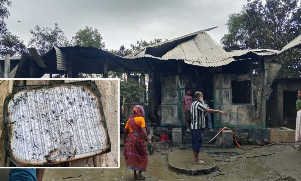 কুমিল্লায় অগ্নিকাণ্ডে নিঃস্ব দুই পরিবার, অক্ষত কোরআন শরীফ