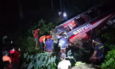 নিয়ন্ত্রণ হারিয়ে মধ্যরাতে ঢাকাগামী বাস খাদে, নিহত ১