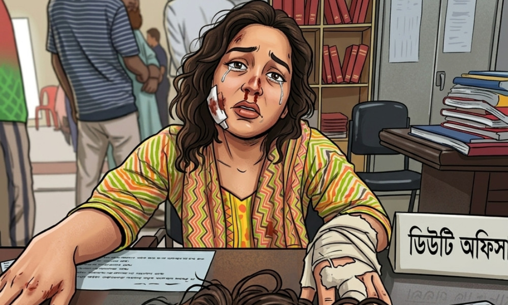 যৌতুকের দাবিতে ভয়াবহ নির্যাতন : কাটা চুল ও রক্তাক্ত শরীর নিয়ে থানায় গৃহবধূ