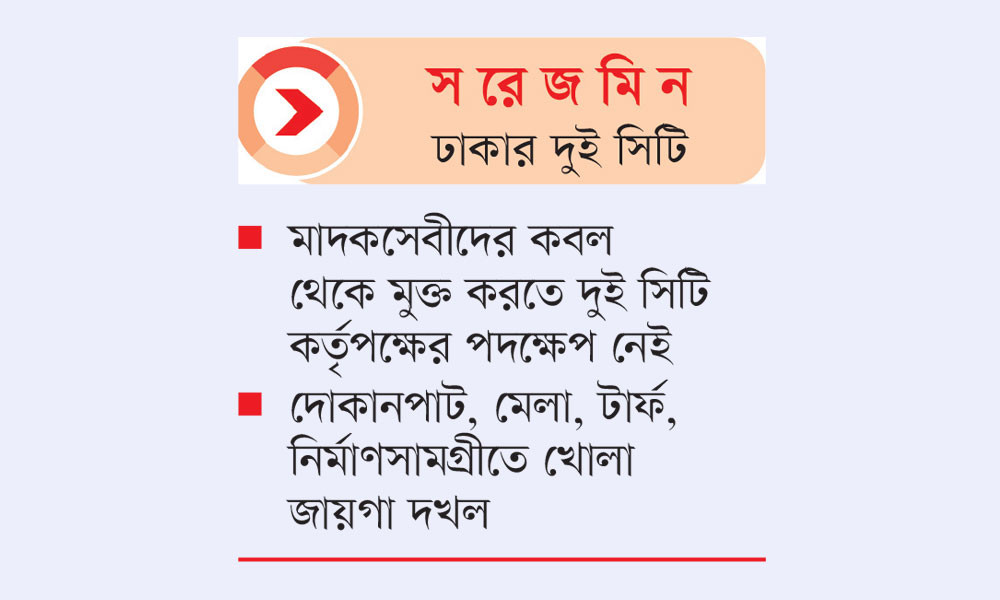 পার্কে বসে মাদকের হাট, মাঠে সারি দোকানপাট