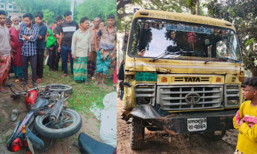 ট্রাকের ধাক্কায় ছিটকে পড়ল মোটরসাইকেল, প্রাণ হারাল দুইজন