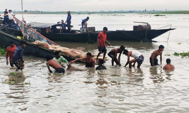 আকস্মিক ঝড়ে ব্রহ্মপুত্রে ডুবল চালবোঝাই দুই নৌকা