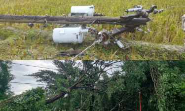 চন্দনাইশে ঝড়ের তাণ্ডবে উপড়ে গেছে বিদ্যুতের খুঁটি