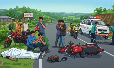 কলমাকান্দায় মোটরসাইকেল থেকে পড়ে পর্যটকের মৃত্যু