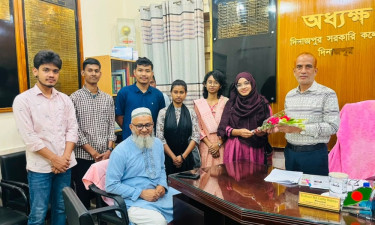 দিনাজপুর সরকারি কলেজের বসুন্ধরা শুভসংঘের প্রধান উপদেষ্টাকে শুভেচ্ছা