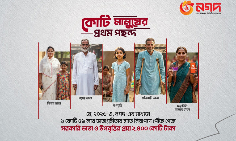 নগদের মাধ্যমে মে মাসে ২৪০০ কোটি টাকার সরকারি ভাতা বিতরণ