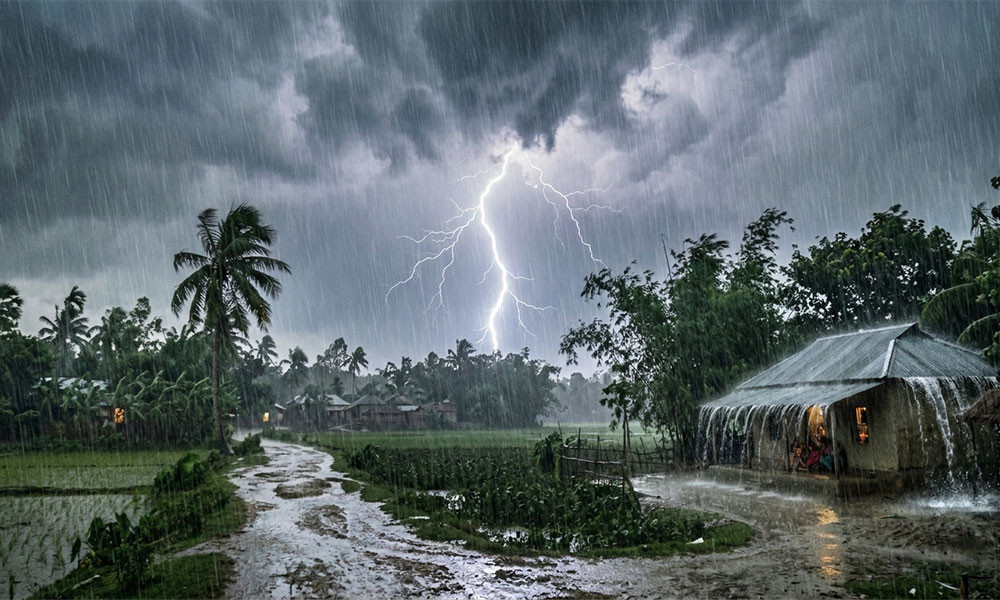 ১৭ জেলায় রাতেই ঝড়ের পূর্বাভাস, বজ্রসহ বৃষ্টি চলবে আরও ১০ দিন
