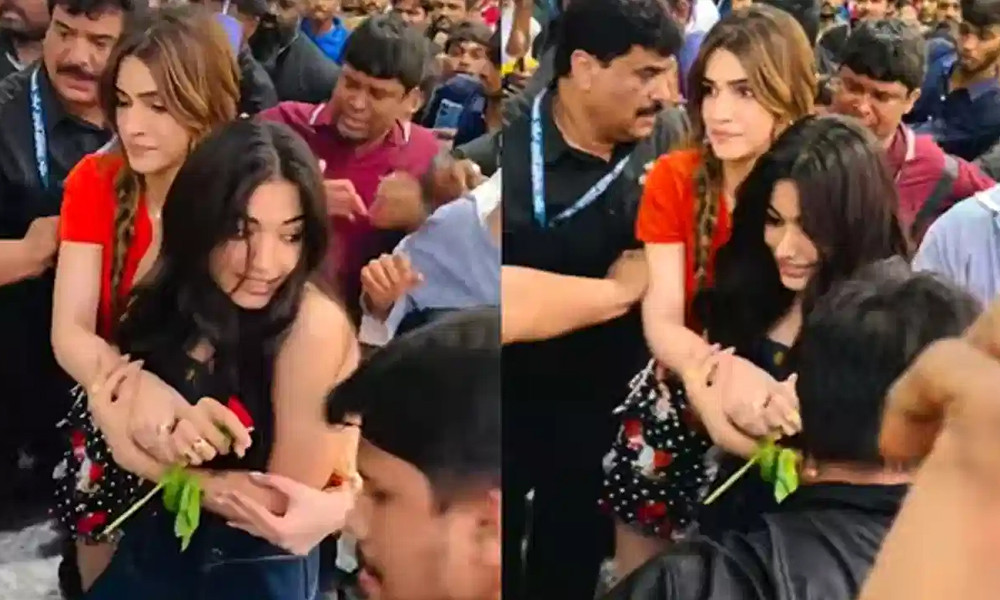 ভক্তদের ভিড়ে নাজেহাল রাশমিকা, আগলে রাখলেন কৃতি