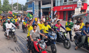 মাগুরায় ব্রাজিল সমর্থকদের বর্ণাঢ্য মোটরসাইকেল শোভাযাত্রা