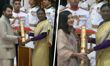 রাষ্ট্রপতির হাত থেকে সম্মাননা পেলেন মাম্মুট্টি, অলকা
