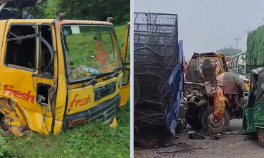 হবিগঞ্জে ট্রাক-পিকআপ-অটোরিকশার ত্রিমুখী সংঘর্ষে নিহত ১, আহত ৩