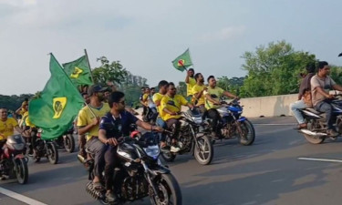 গোপালগঞ্জে ব্রাজিল সমর্থকদের বর্ণাঢ্য মোটরসাইকেল শোভাযাত্রা