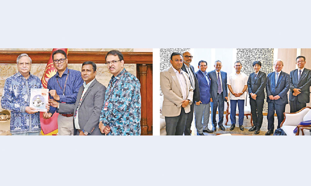 রজত জয়ন্তী উপলক্ষে প্রকাশিত স্মরণিকার মোড়ক উন্মোচন এবং বাঁয়ে প্রধানমন্ত্রী তারেক রহমানের সঙ্গে জাইকার প্রেসিডেন্টের সাক্ষাৎ