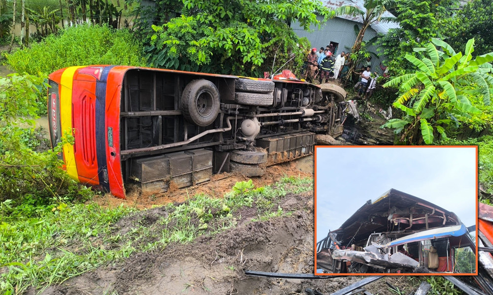 হবিগঞ্জে ২ যাত্রীবাহী বাসের সংঘর্ষে নিহত ১ চালক, আহত ২০