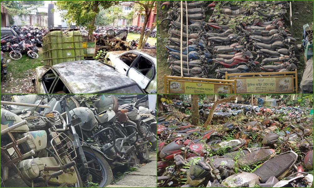 খোলা আকাশের নিচে নষ্ট হচ্ছে জব্দকৃত হাজার হাজার যানবাহন ও সম্পত্তি