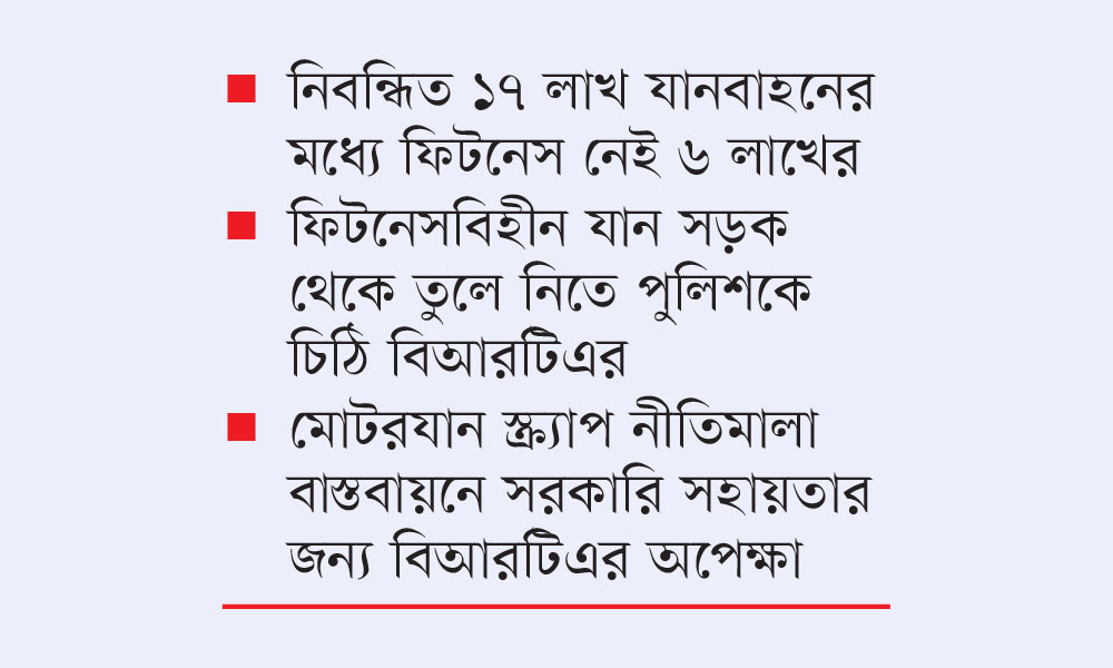 প্রতি তিন যানবাহনের একটির ফিটনেস সনদ নেই