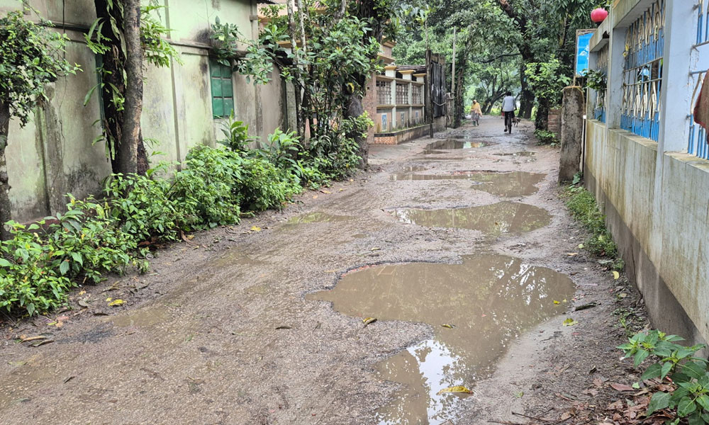 সড়কজুড়ে খানাখন্দ, দুর্ভোগে দুই ইউনিয়নের বাসিন্দা