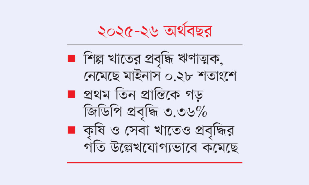 শিল্পে বড় ধাক্কা, জিডিপি প্রবৃদ্ধি নেমে ২.২২%