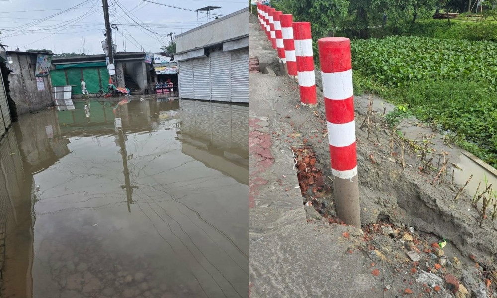 এক মাসেই ধসে গেল রাস্তা, অবরুদ্ধ ৫ গ্রামের মানুষ